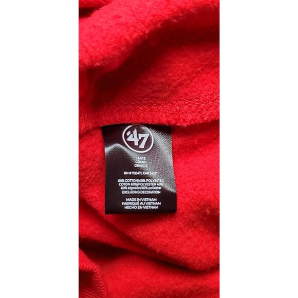 '47Tampa Bay Buccaneers Sz L Mens Red NFL Football Logo Sweatshirt Hoodie C14-25 - Picture 6 of 8